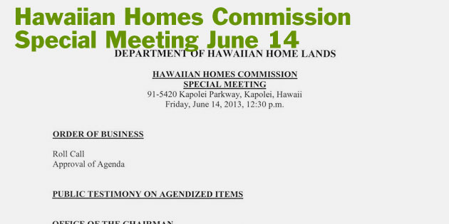 HHC Special Meeting June 14 in Kapolei