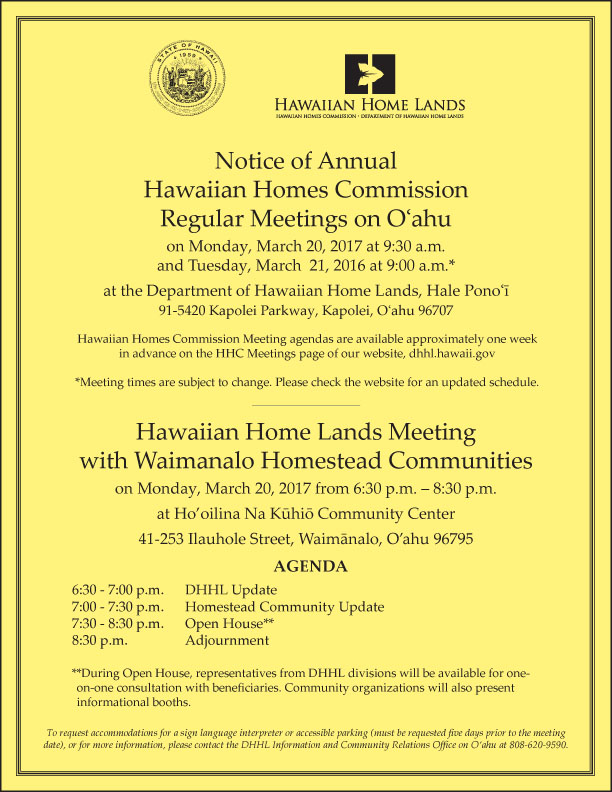 Department of Hawaiian Home Lands Department of Hawaiian Home Lands